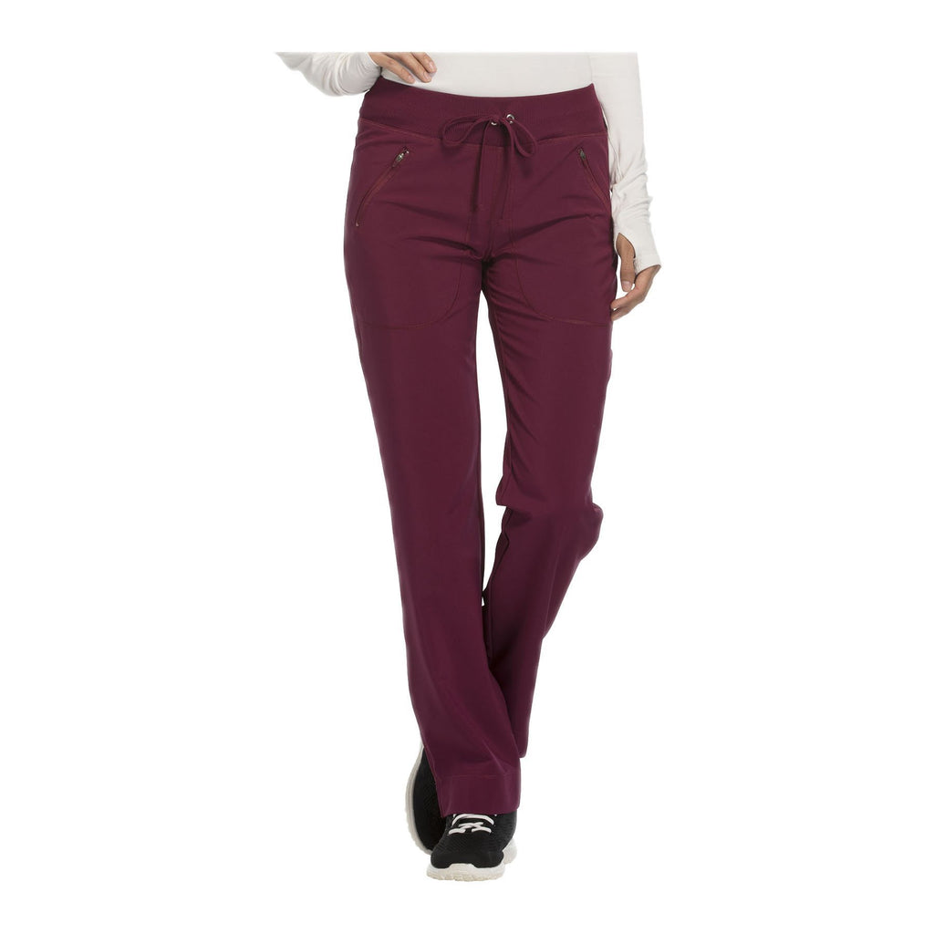 Cherokee Scrubs Pants Infinity Mid Rise Tapered Leg Drawstring Pants Wine