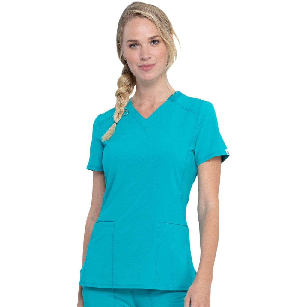 Cherokee Infinity CK865A Scrubs Top Women Teal Blue