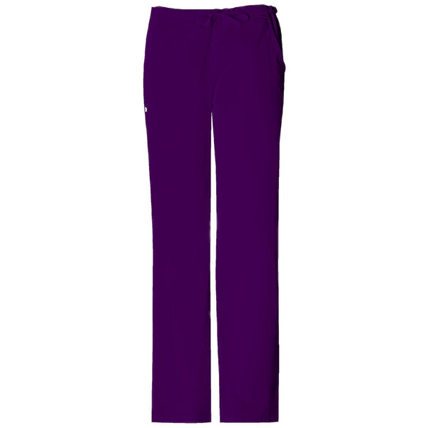 Cherokee Scrubs Pants Luxe Low Rise Straight Leg Drawstring Pant Eggplant
