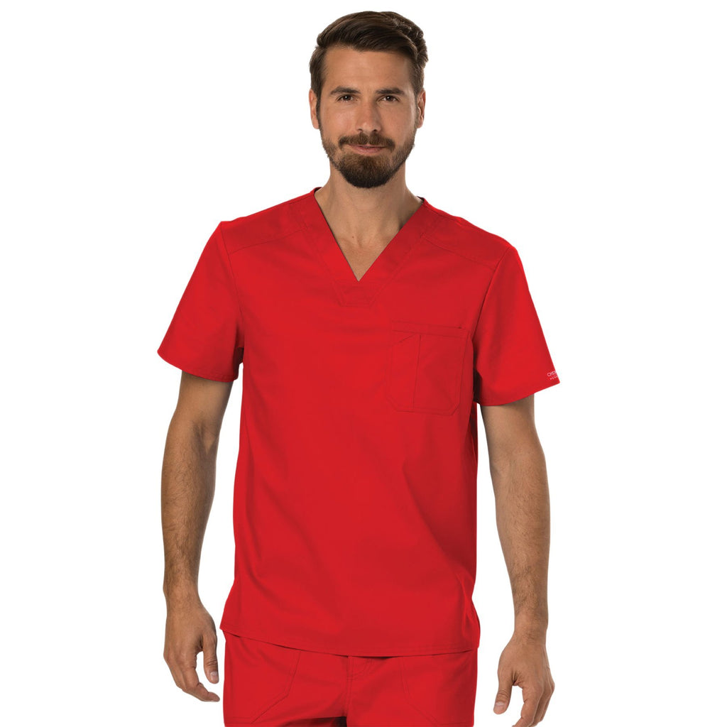 Cherokee Workwear Revolution WW690 Scrubs Top Men's V-Neck Red
