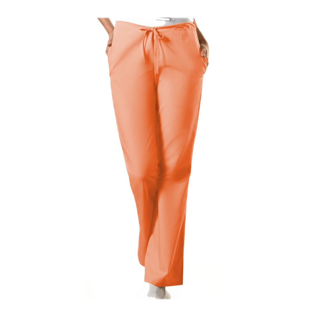 Cherokee Workwear Pant WW Natural Rise Flare Leg Drawstring Pant Orange Sorbet