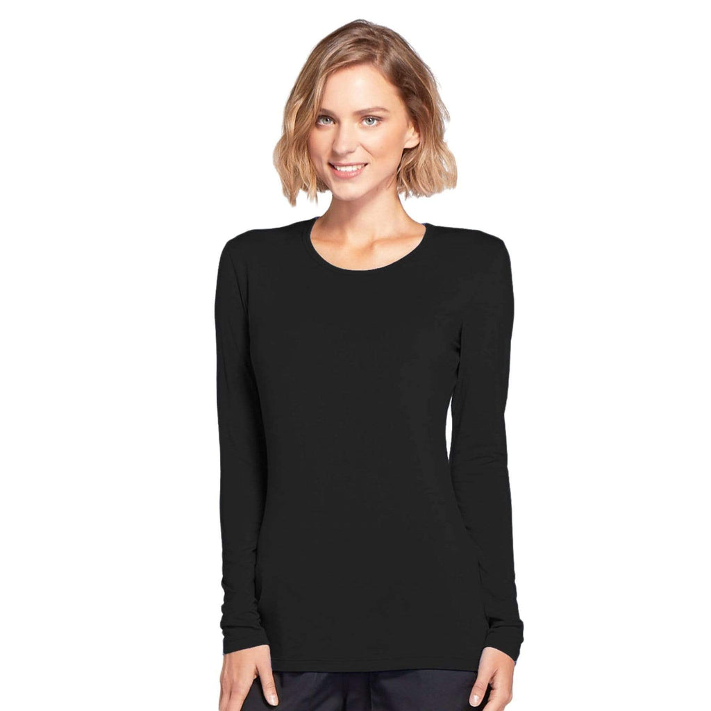 Cherokee Workwear 4881 Underscrubs Women's Long Sleeve Knit Tee Black