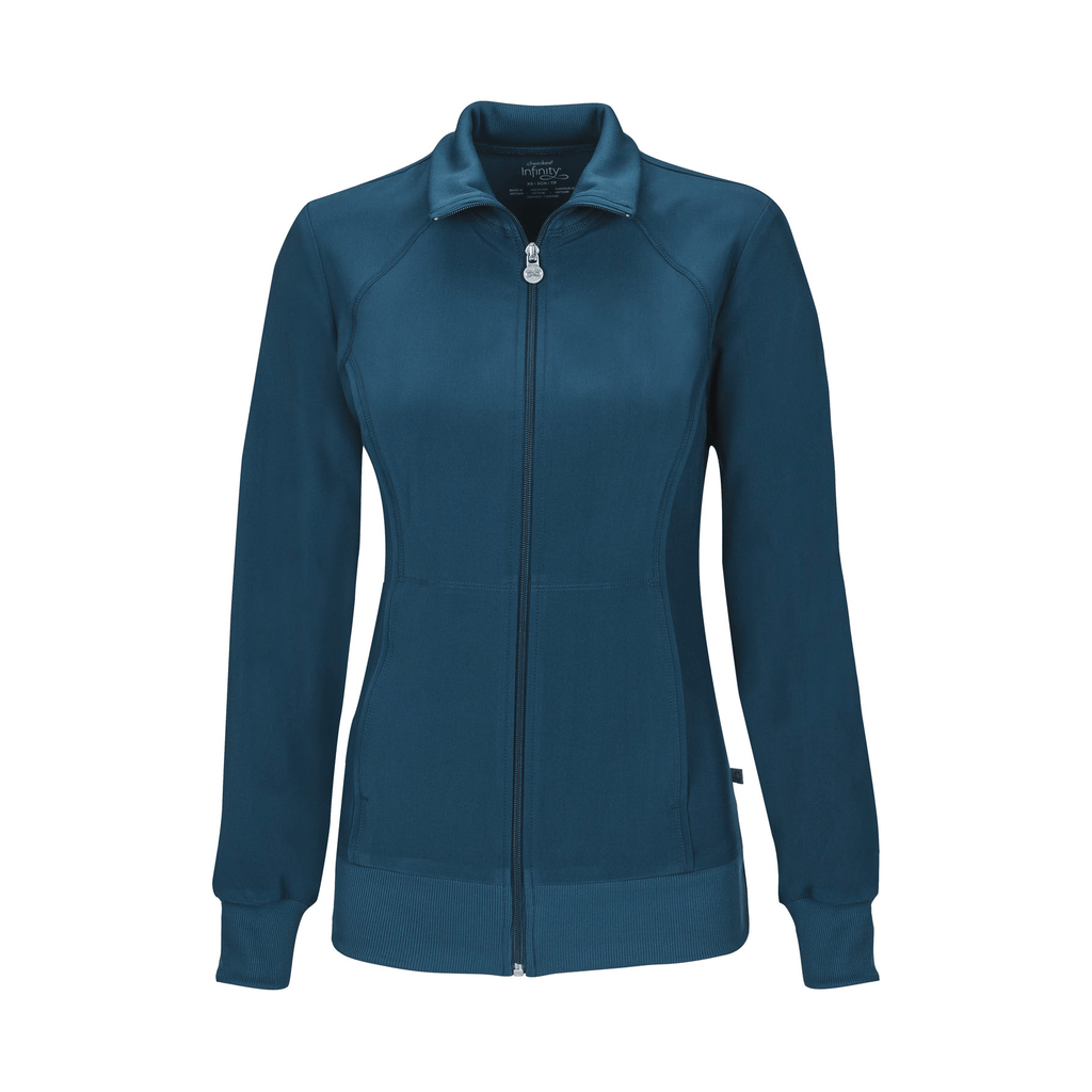 Cherokee Infinity 2391A Scrubs Jacket Women's Zip Front Warm-Up Caribbean Blue