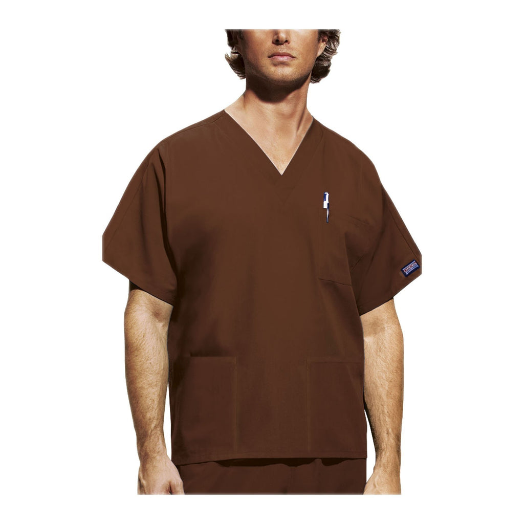 Cherokee Workwear 4876 Scrubs Top Unisex V-Neck Chocolate