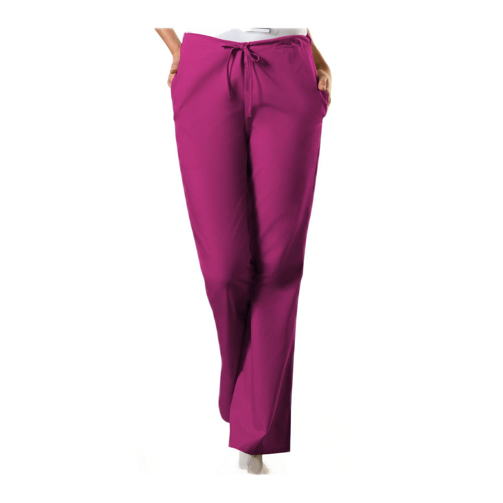 Cherokee Workwear Pant WW Natural Rise Flare Leg Drawstring Pant Azalea