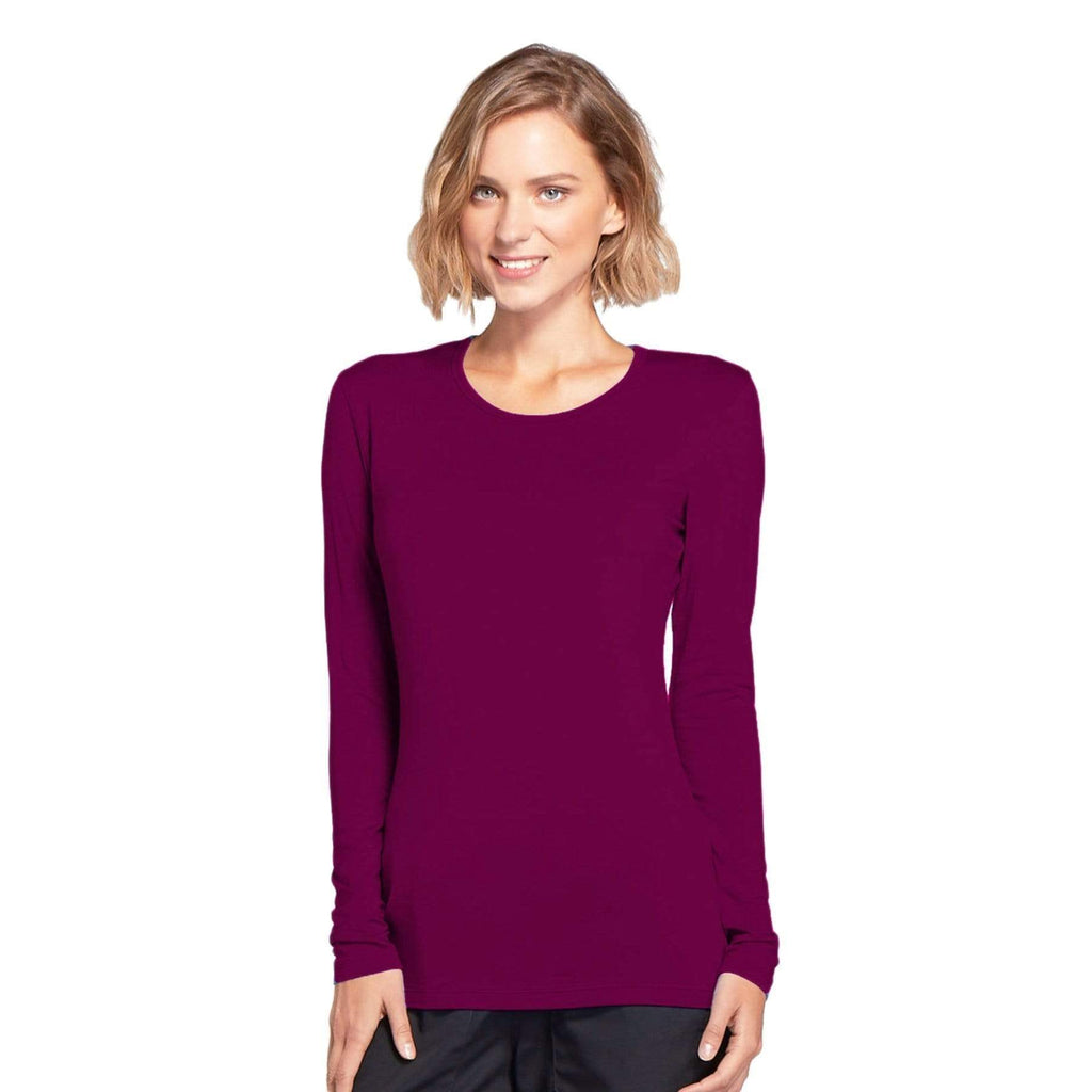 Cherokee Workwear 4881 Underscrubs Women's Long Sleeve Knit Tee Wine