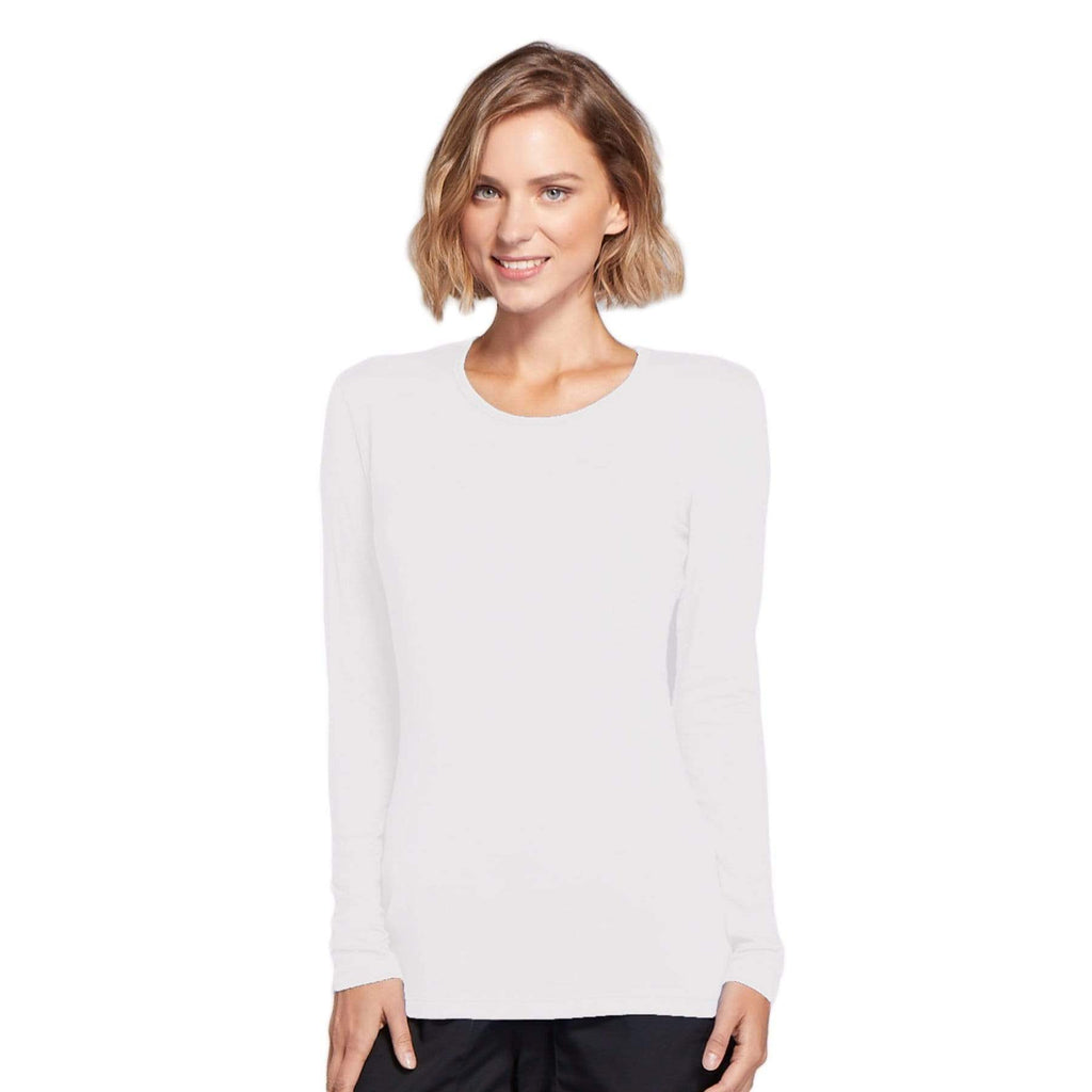 Cherokee Workwear 4881 Underscrubs Women's Long Sleeve Knit Tee White