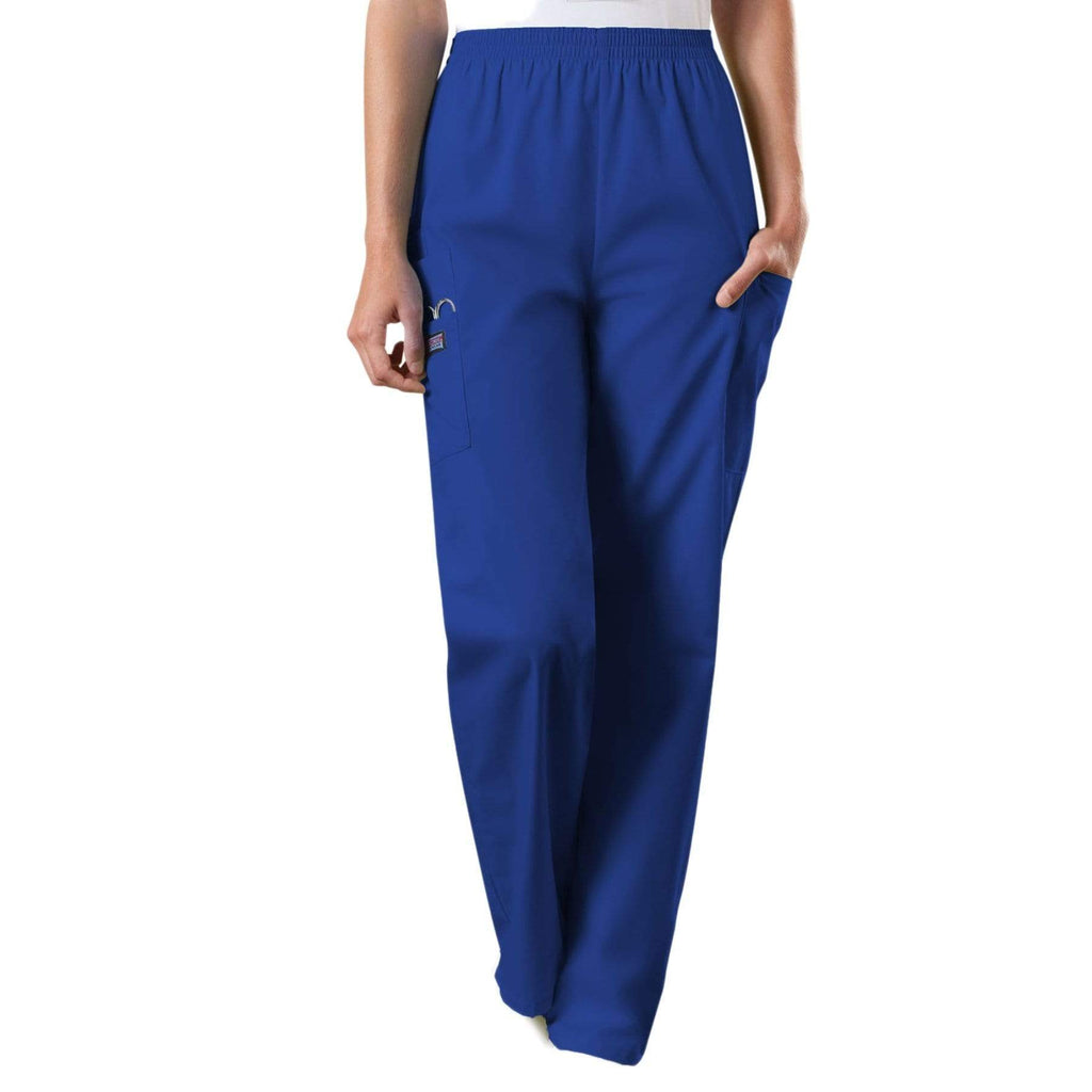 Cherokee Workwear 4200 Scrubs Pants Women's Natural Rise Tapered Pull-On Cargo Galaxy Blue