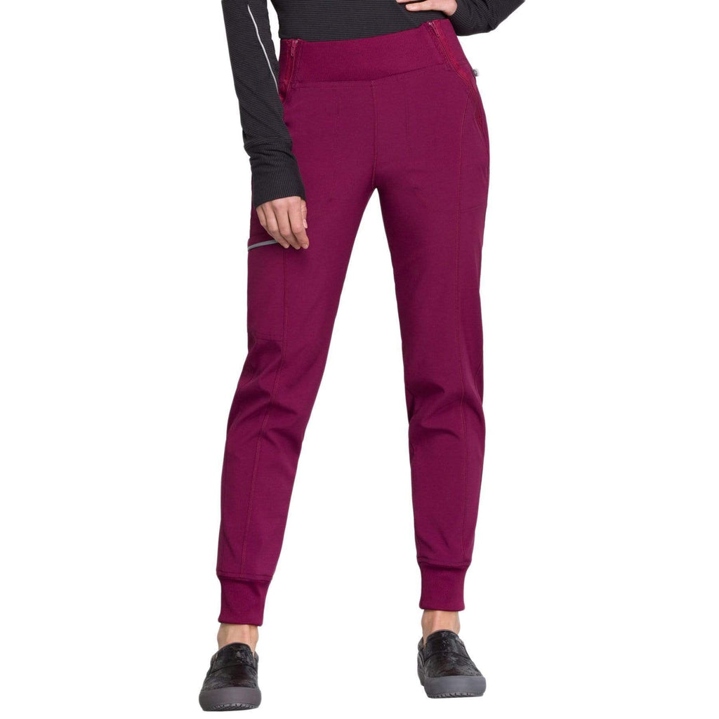 Cherokee Infinity CK110A Scrubs Pants Women's Mid Rise Tapered Leg Jogger Wine