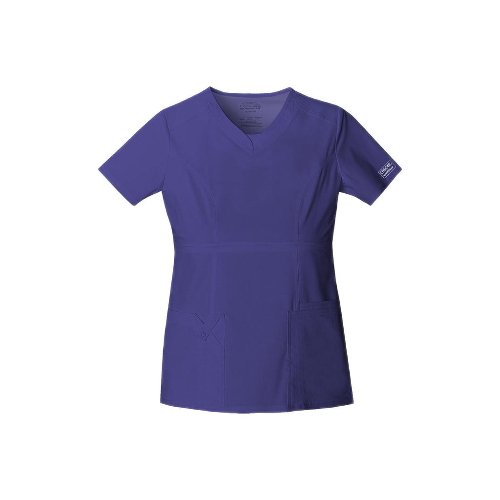 Cherokee Workwear Top WW Core Stretch Contemporary Fit V-Neck Top Grape