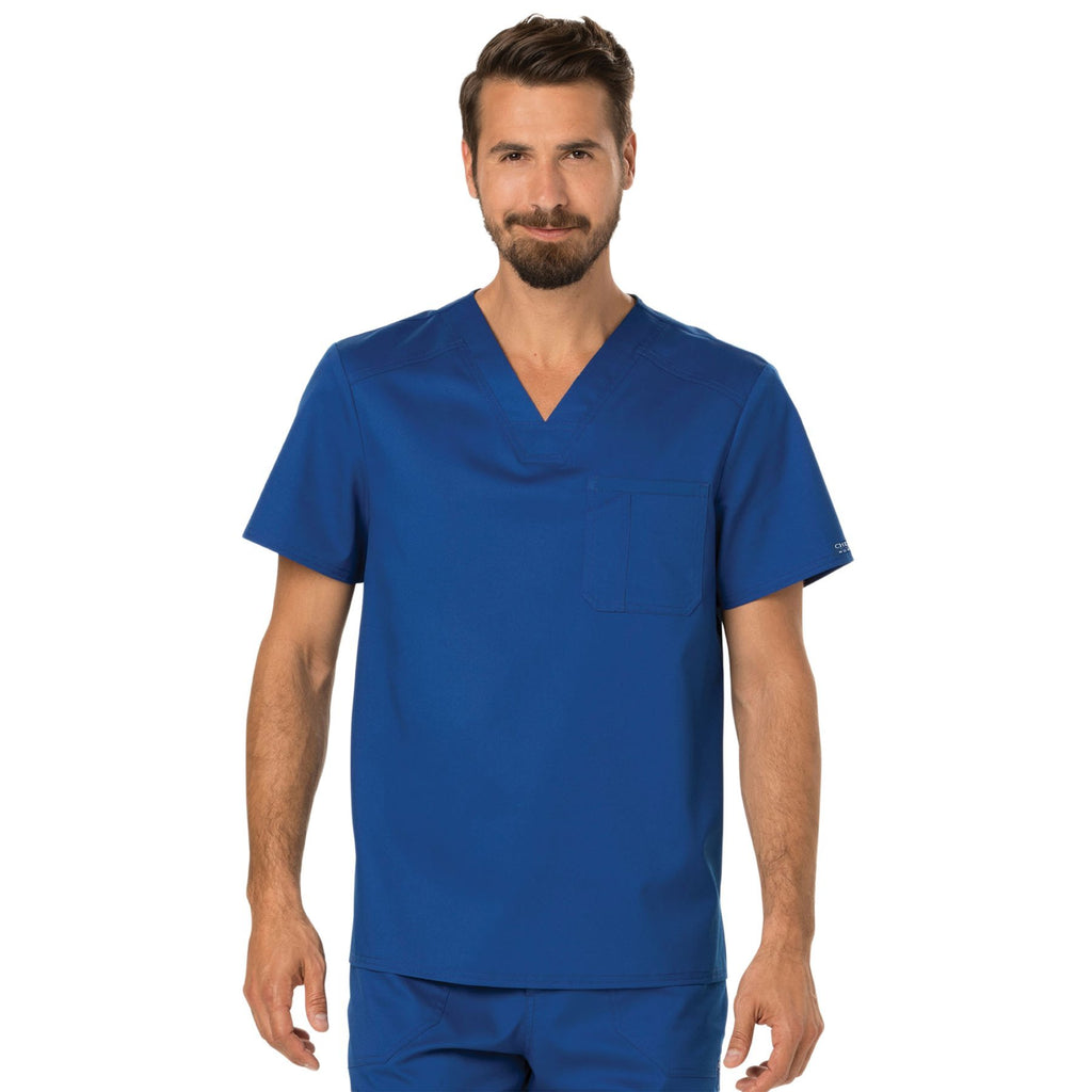 Cherokee Workwear Revolution WW690 Scrubs Top Men's V-Neck Galaxy Blue