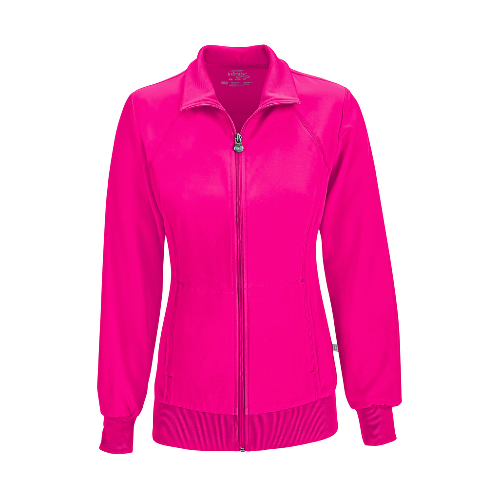Cherokee Infinity 2391A Scrubs Jacket Women's Zip Front Warm-Up Carmine Pink