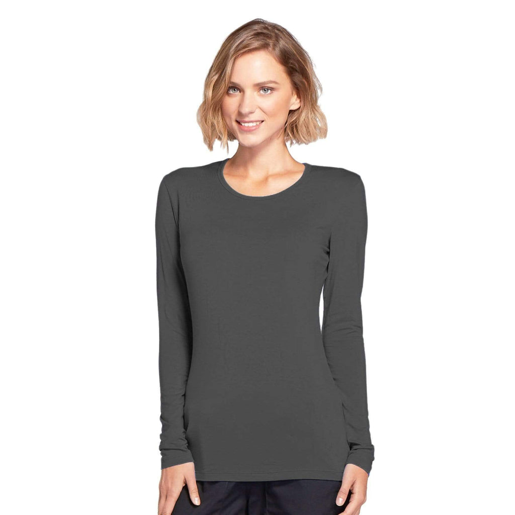 Cherokee Workwear 4881 Underscrubs Women's Long Sleeve Knit Tee Pewter