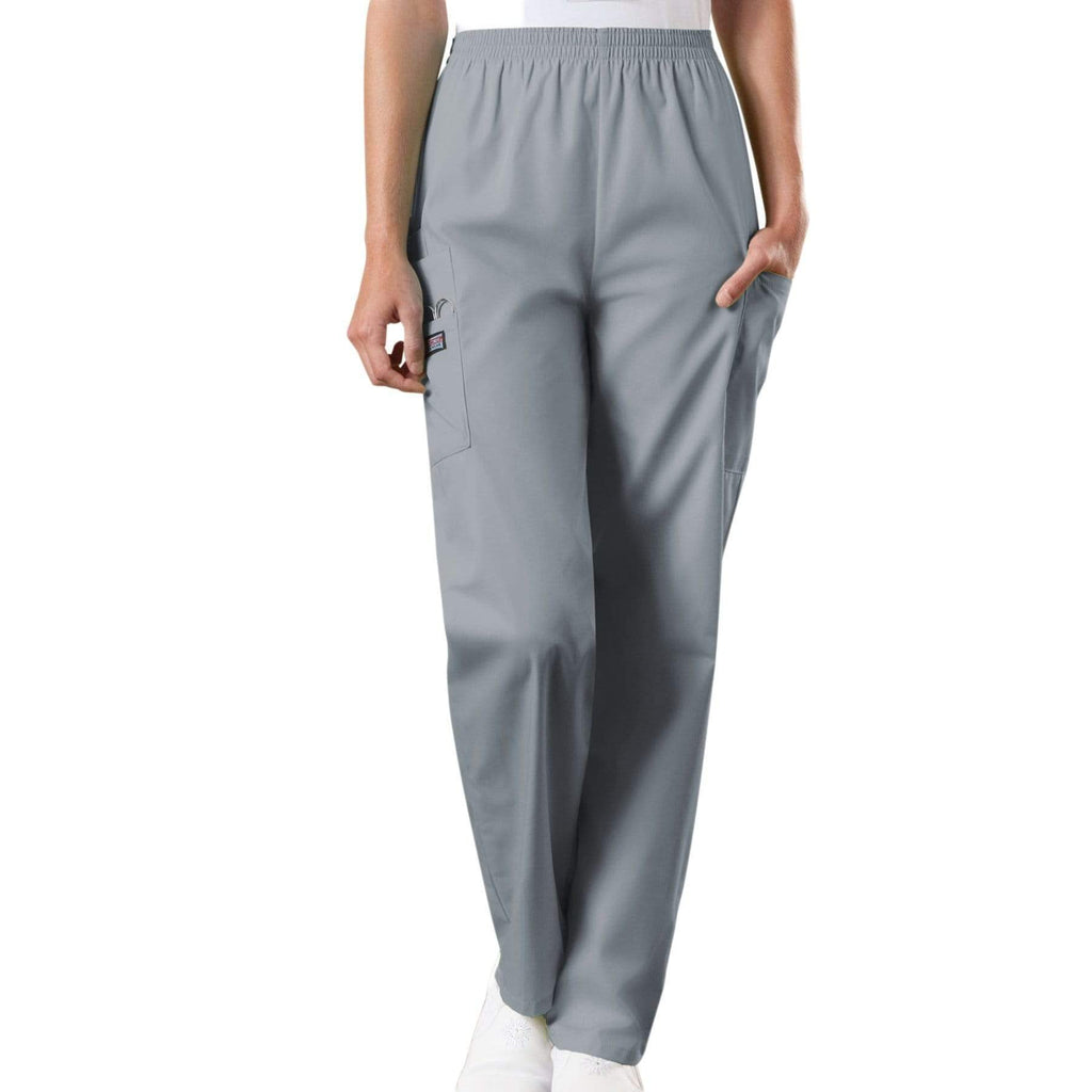Cherokee Workwear 4200 Scrubs Pants Women's Natural Rise Tapered Pull-On Cargo Grey