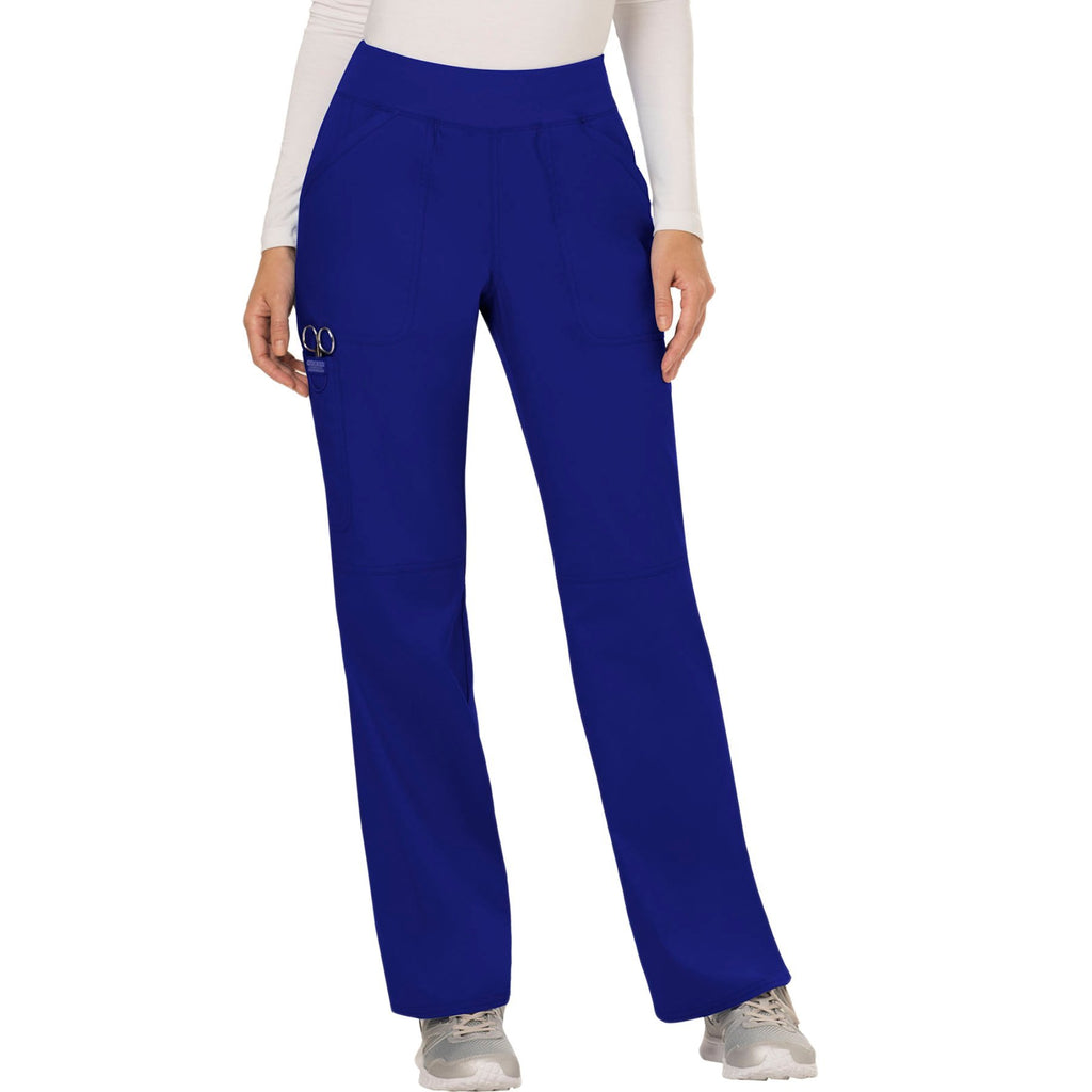 Cherokee Workwear Revolution WW110 Scrubs Pants Women's Mid Rise Straight Leg Pull-on Galaxy Blue