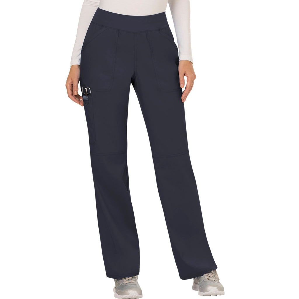 Cherokee Workwear Revolution WW110 Scrubs Pants Women's Mid Rise Straight Leg Pull-on Pewter