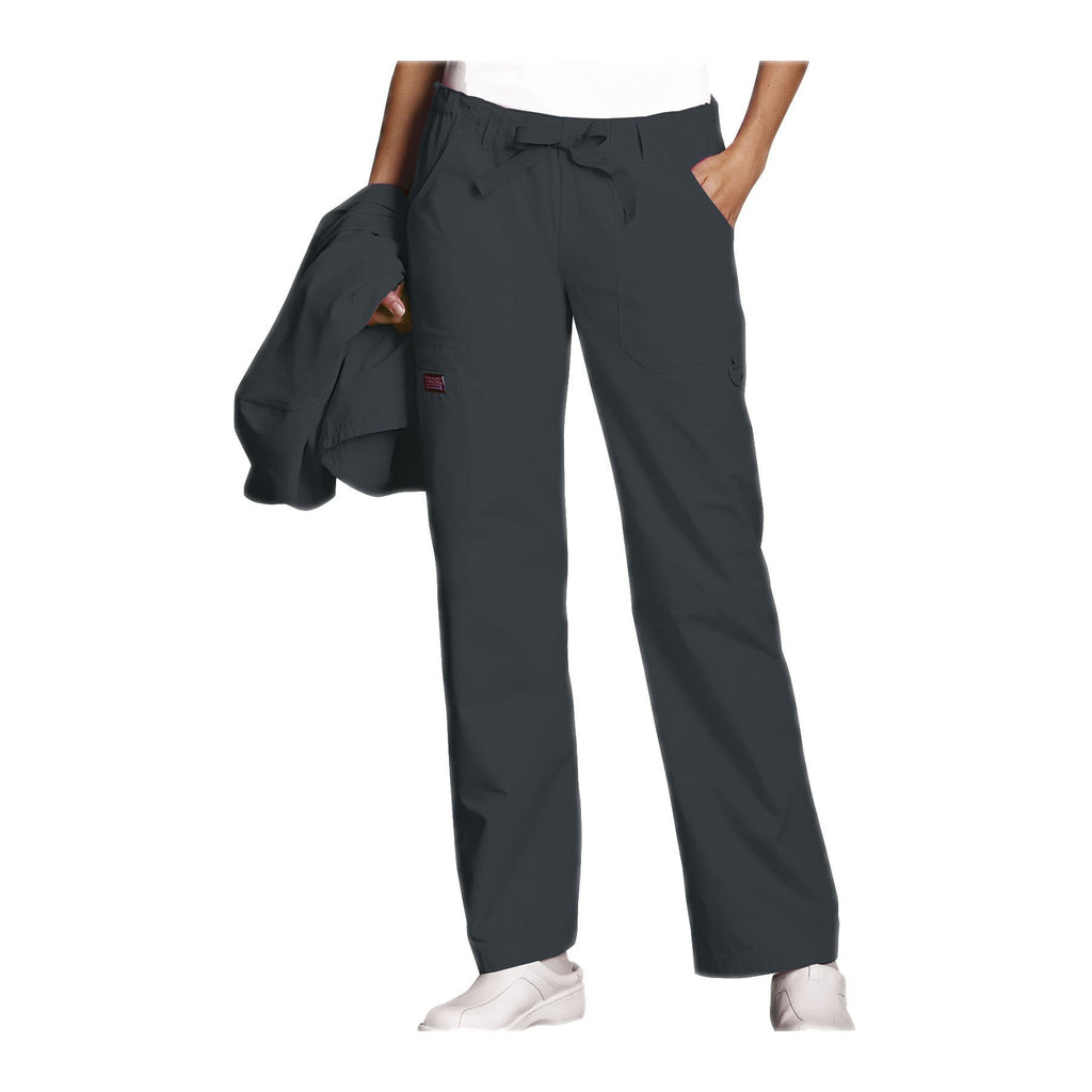 Cherokee Workwear 4020 Scrubs Pants Women's Low Rise Drawstring Cargo Pewter
