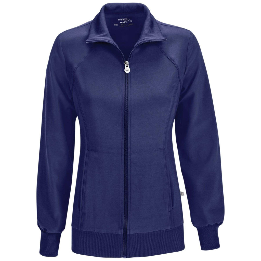 Cherokee Infinity 2391A Scrubs Jacket Women's Zip Front Warm-Up Navy