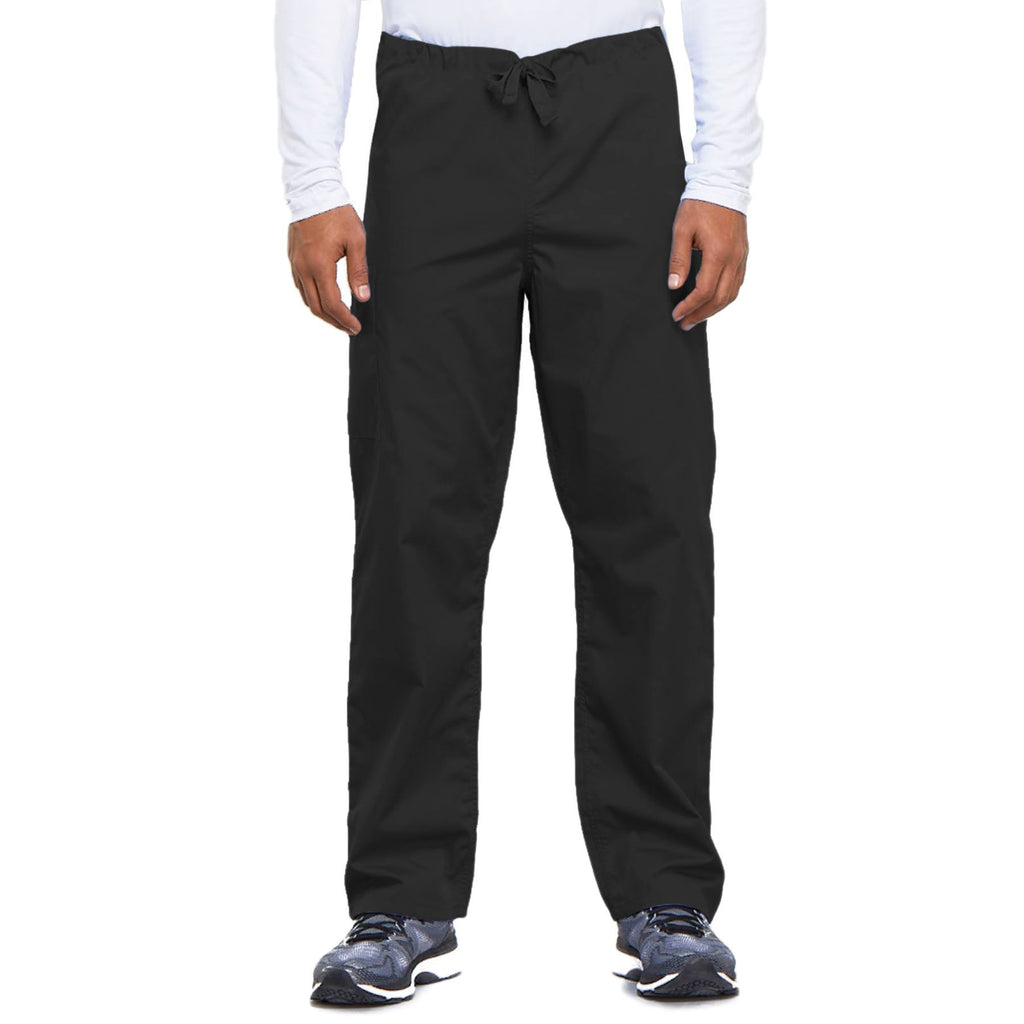 Cherokee Workwear 4100 Scrubs Pants Unisex Drawstring Cargo Black